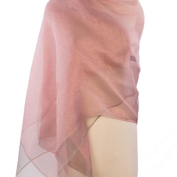 SAACHI Artist Handcrafted 100% Silk Sparkle Sheer Blush with Gold Threads - Picture 3 of 4